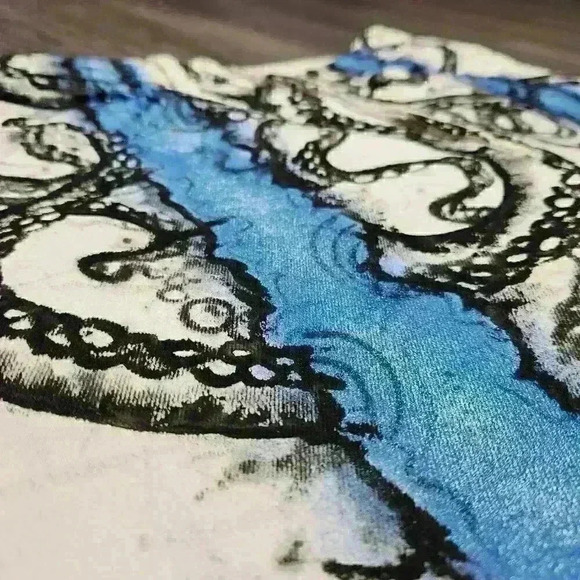 Unique colorful hand-painted artsy jeans size 32 with octopus design - Picture 8 of 14